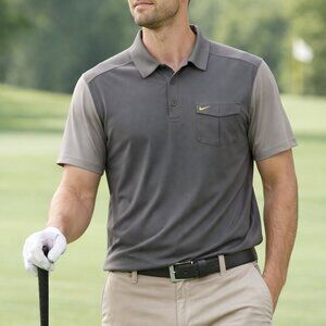 Nike Golf Men’s Polo Shirt Gray Short Sleeve Performance XL EUC